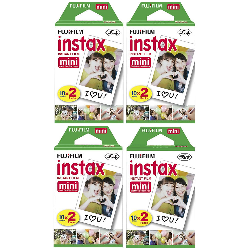 Fujifilm Instax Instant Mini Film 80 Shots + 4 Rechargeable Batteries and Charger + 3pc Cleaning Kit