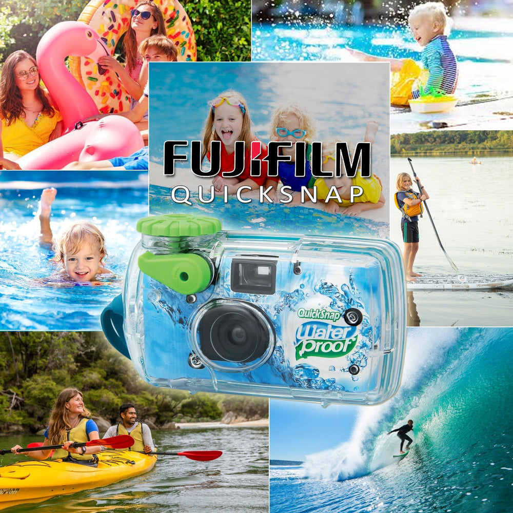 4x Fujifilm QuickSnap 800 Waterproof One-Time Use Disposable 35mm Camera - 27 Exposures with Microfiber Cleaning Cloth