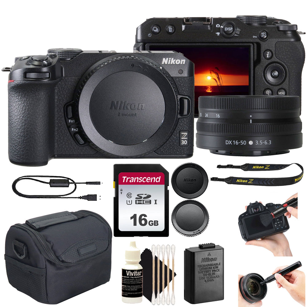Nikon Z30 20.2MP APS-C Mirrorless Camera with DX 16-50mm Lens (Black) Starter Bundle