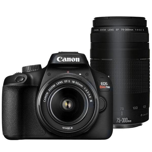 Canon EOS Rebel T100 with EF-S 18-55mm f/3.5-5.6 III Lens and EF 75-300mm f/4.0-5.6 III Lens "REFURBISHED"