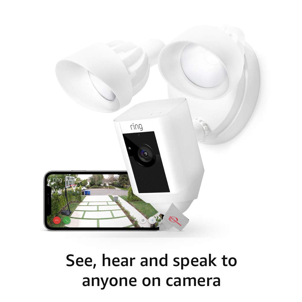 RING Floodlight Cam Wired Plus Motion-Activated 1080p HD White - 5 Pack