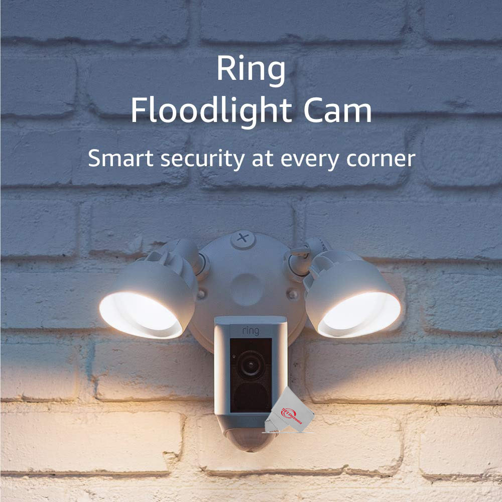 RING Floodlight Cam Wired Plus Motion-Activated 1080p HD White - 3 Pack