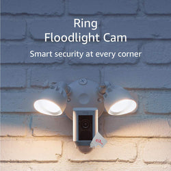 RING Floodlight Cam Wired Plus Motion-Activated 1080p HD White - 3 Pack
