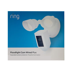 Two RING Floodlight Cam Wired Plus Motion-Activated Security Outdoor Camera White