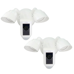 Two RING Floodlight Cam Wired Plus Motion-Activated Security Outdoor Camera White