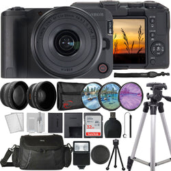 Canon EOS R50 V 4K60p Video 24.2MP Mirrorless Camera with RF-S 14-30mm f/4-6.3 IS STM PZ Lens (Canon RF) Professional Accessory Kit