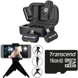 Hollyland LARK A1 Combo 2-Person Wireless Microphone System with USB-C and Lightning Connectors for Mobile Devices (Space Gray, 2.4 GHz) Video Bundle