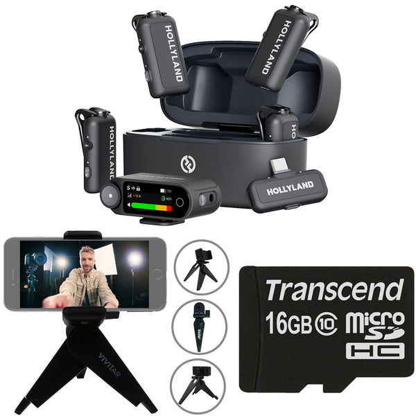 Hollyland LARK MAX 2 Combo 4-Person Wireless Microphone System for Cameras and Mobile Devices (Space Gray, 2.4 GHz) Video Bundle
