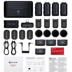 Hollyland LARK MAX 2 Combo 4-Person Wireless Microphone System for Cameras and Mobile Devices (Space Gray, 2.4 GHz) Video Bundle