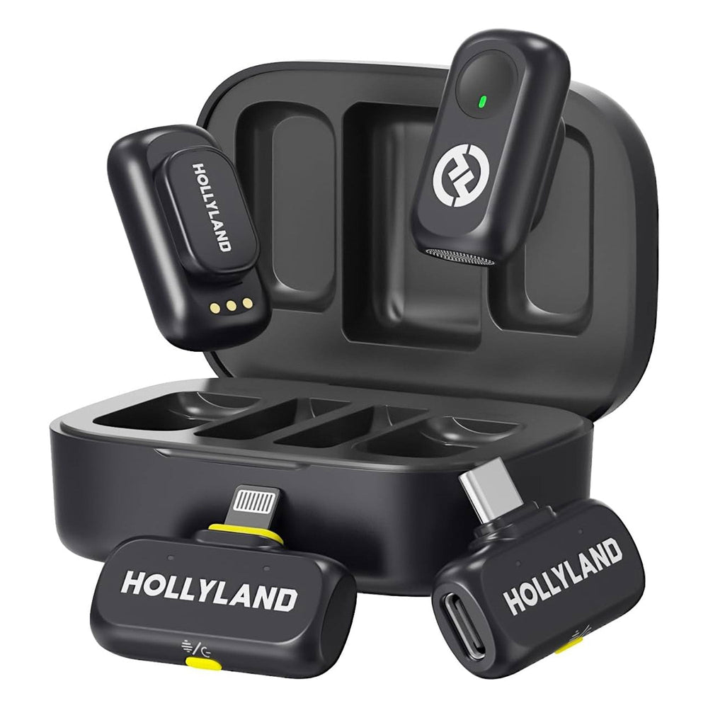 Hollyland LARK A1 Combo 2-Person Wireless Microphone System with USB-C and Lightning Connectors for Mobile Devices (Space Gray, 2.4 GHz)