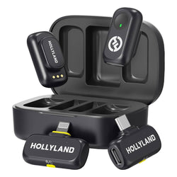 Hollyland LARK A1 Combo 2-Person Wireless Microphone System with USB-C and Lightning Connectors for Mobile Devices (Space Gray, 2.4 GHz)