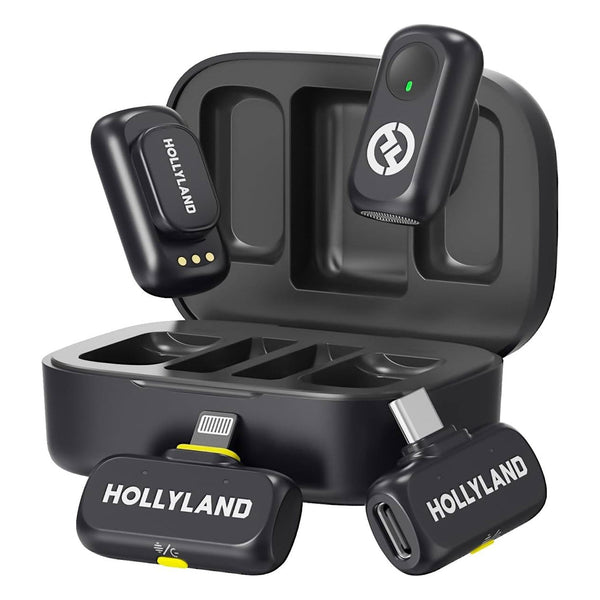 Hollyland LARK A1 Combo 2-Person Wireless Microphone System with USB-C and Lightning Connectors for Mobile Devices (Space Gray, 2.4 GHz)