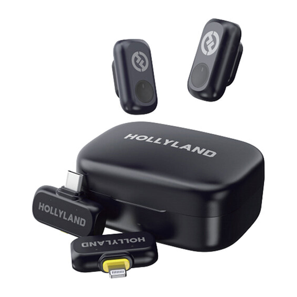 Hollyland LARK A1 Combo 2-Person Wireless Microphone System with USB-C and Lightning Connectors for Mobile Devices (Space Gray, 2.4 GHz)