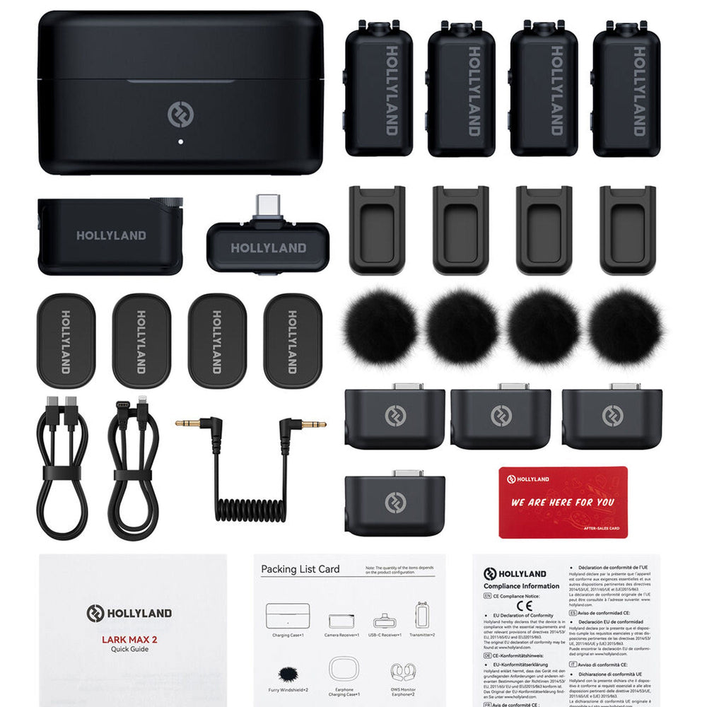 Hollyland LARK MAX 2 Combo 4-Person Wireless Microphone System for Cameras and Mobile Devices (Space Gray, 2.4 GHz)
