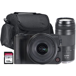 Canon EOS R50 V 4K60p Video 24.2MP Mirrorless Camera with RF-S 14-30mm f/4-6.3 IS STM PZ Lens and RF 75-300mm f/4-5.6 Lens Basic Accessory Bundle