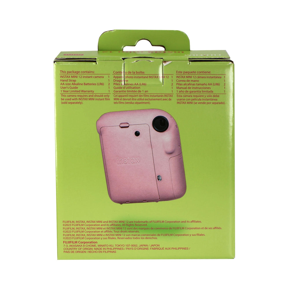 FUJIFILM INSTAX MINI 12 Instant Film Camera (Blossom Pink) with 4x Fujifilm 2x10 Film Mini Instax Film Pack