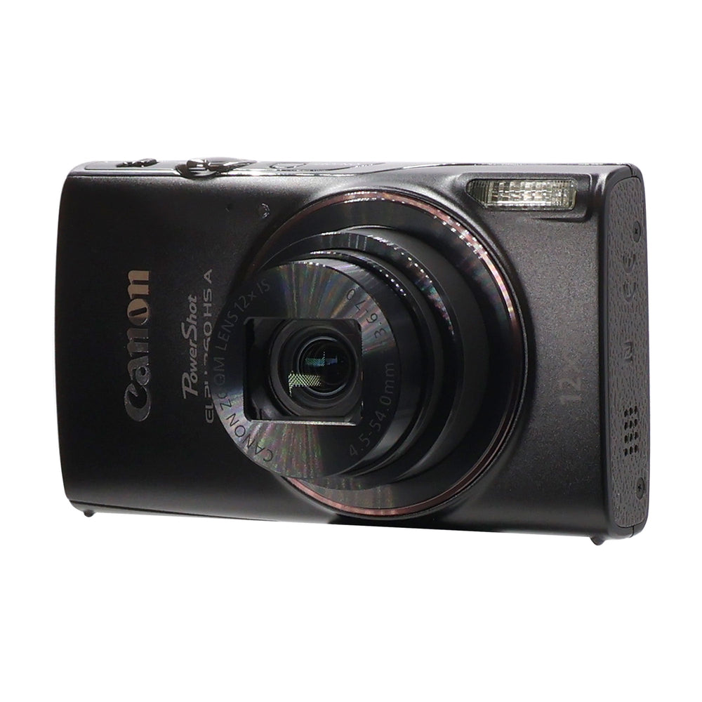 Canon PowerShot ELPH 360 HS A Digital Camera (Black) with Case, 64GB MicroSD, Card Wallet, Tripod, Flash, Battery, Cleaning Kit