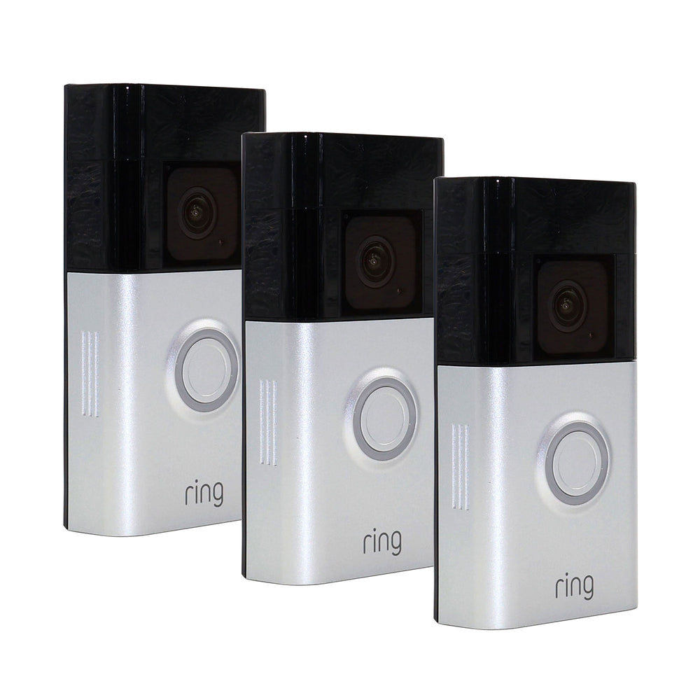 3x Ring Battery Doorbell Pro Smart Wi-Fi Video Doorbell - Battery-powered with 1536p HD+ Video (Satin Nickel)